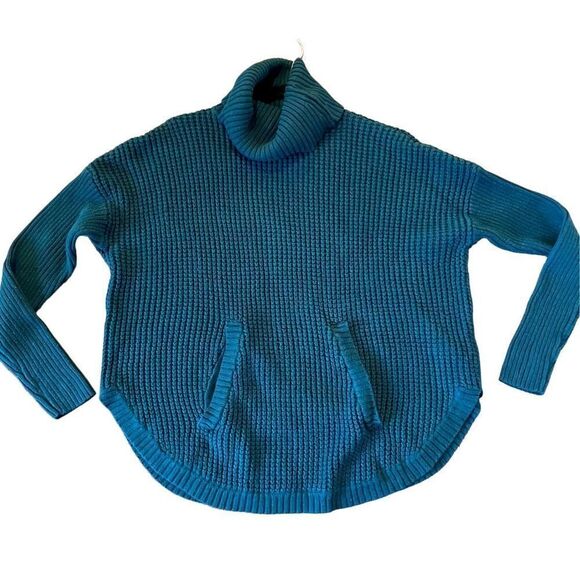 Michael Michael kors green chunky knit cowl neck pocket front sweater - Picture 1 of 10